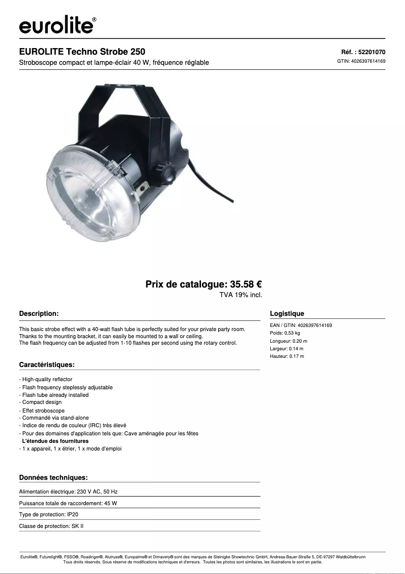 First page image of the manual for Techno Strobe 250
