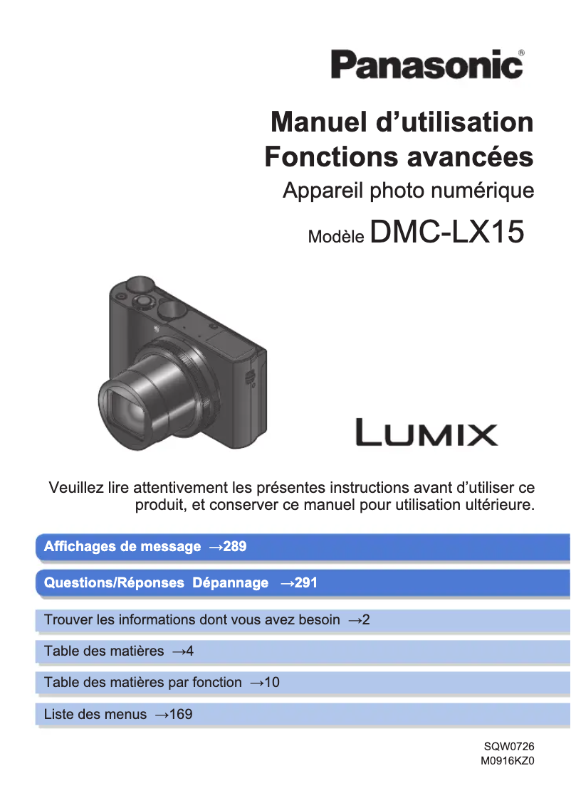 First page image of the manual for Lumix DMC-LX15