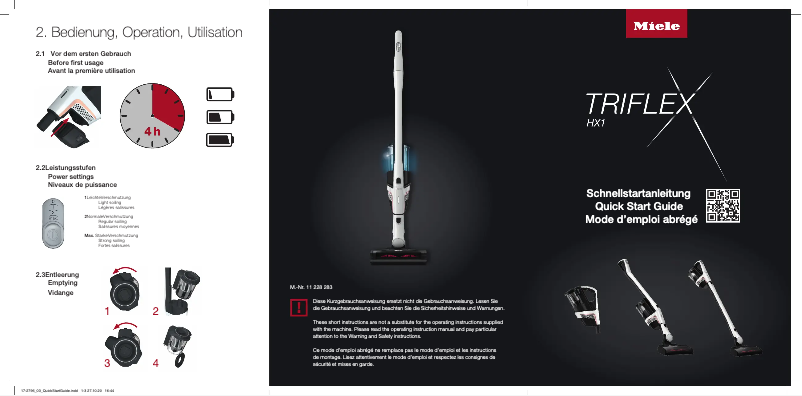 Page 1 of the manual Use and Maintenance Manual Miele Triflex HX1 Power