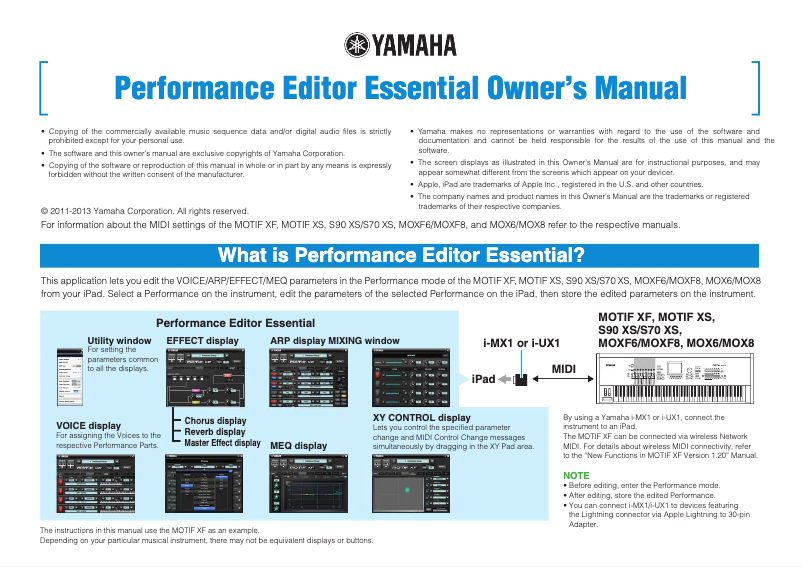 First page image of the manual for Performance Editor Essential