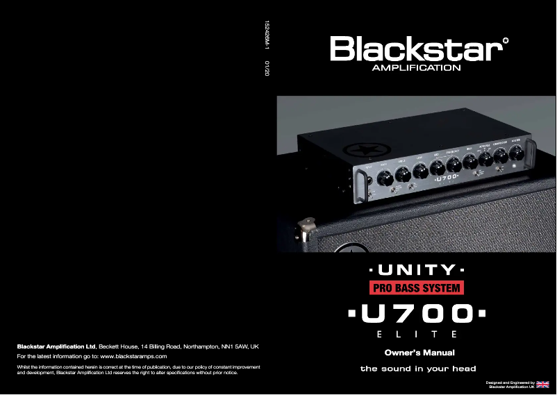 Page 1 of the manual User Manual Blackstar Unity 700H Elite