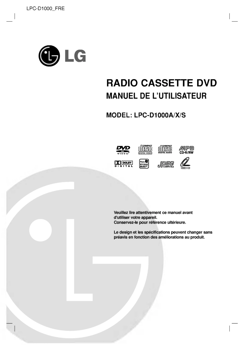 Page 1 of the manual User Manual LG LPC-D1000A