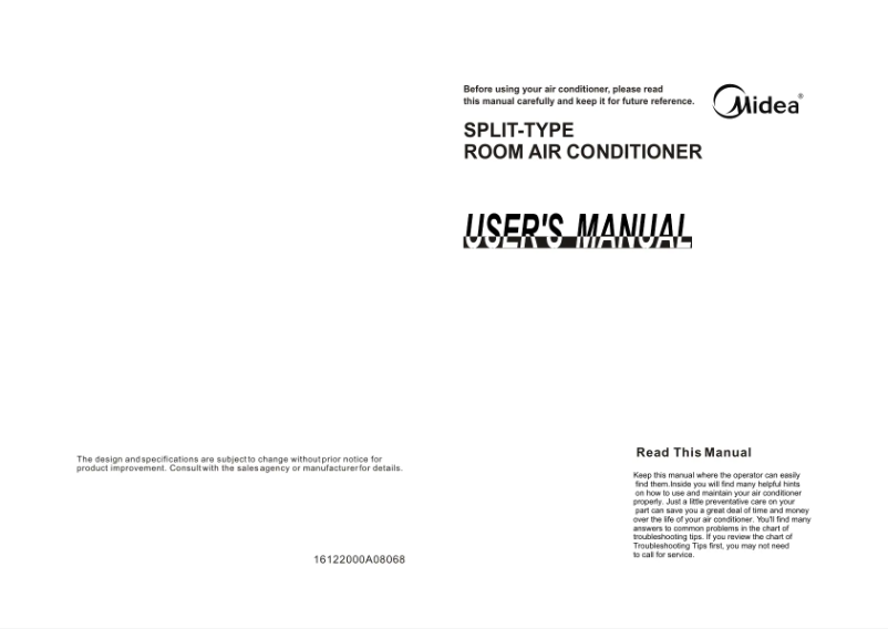 Page 1 de la notice Manuel utilisateur Midea MSK3-09CRN1