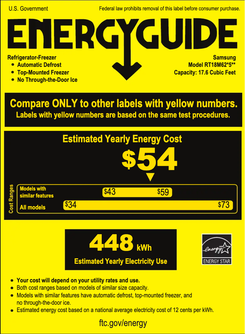 Page 1 of the manual Energy Label Samsung RT18M6215SG