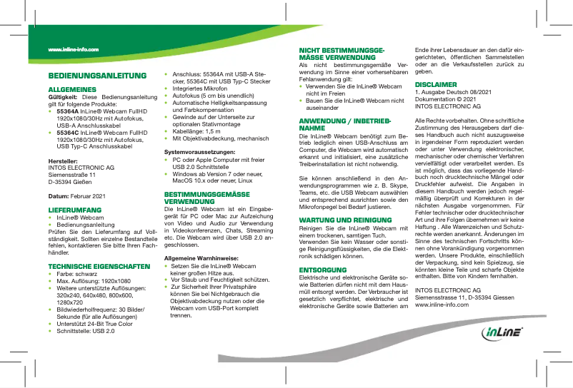 First page image of the manual for 55364C