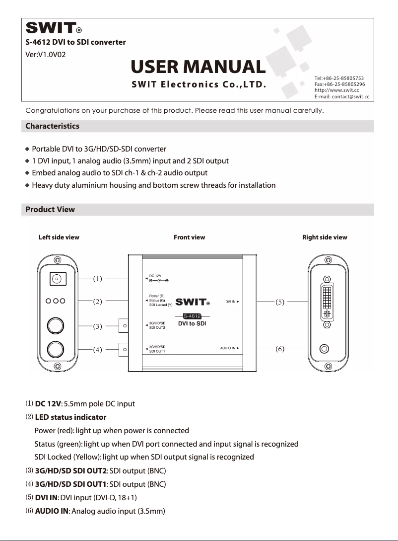 First page image of the manual for S-4612