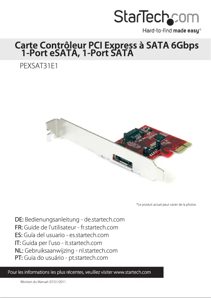 First page image of the manual for PEXSAT31E1