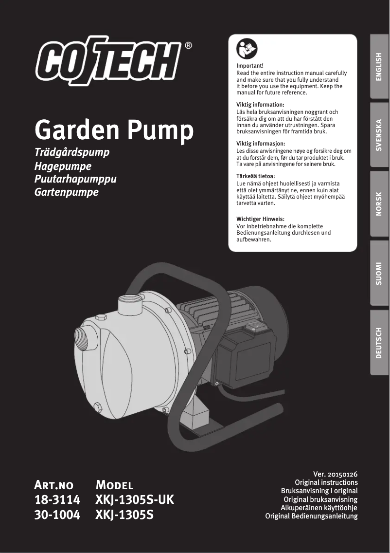 Page 1 of the manual User Manual Cotech XKJ-1305S