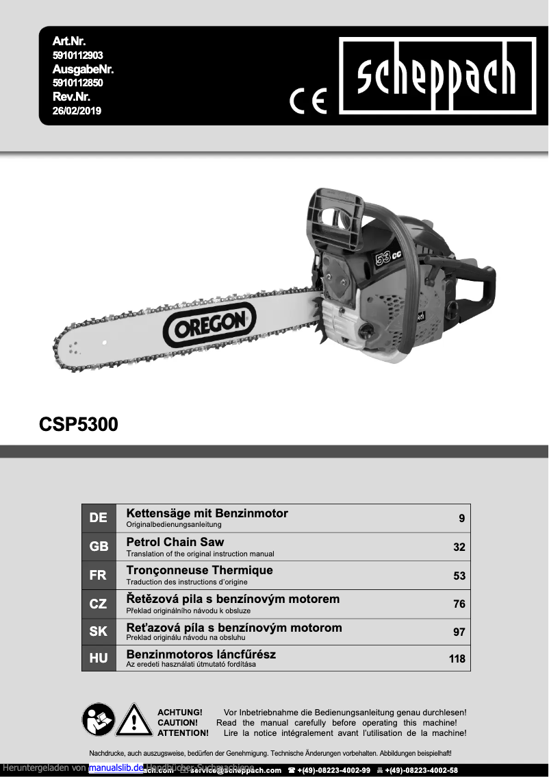 First page image of the manual for CSP5300