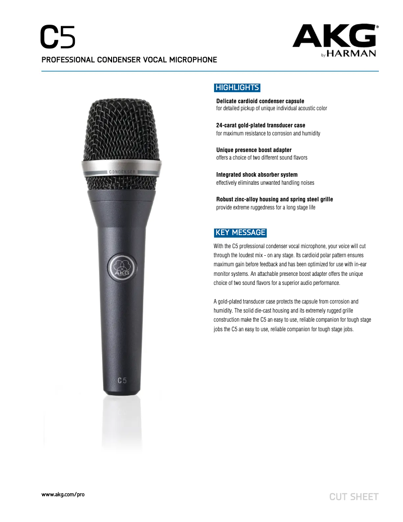 Page 1 of the manual Technical Sheet AKG C5