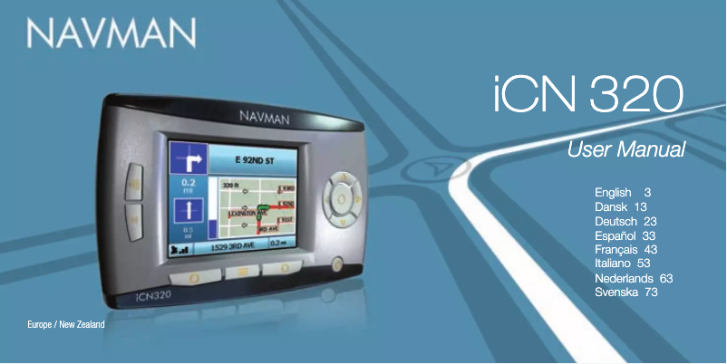 Page 1 of the manual User Manual Navman iCN 320