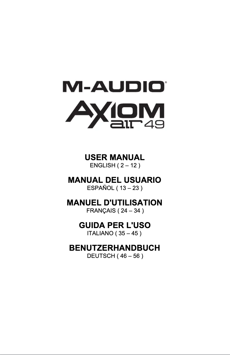 First page image of the manual for Axiom AIR 49
