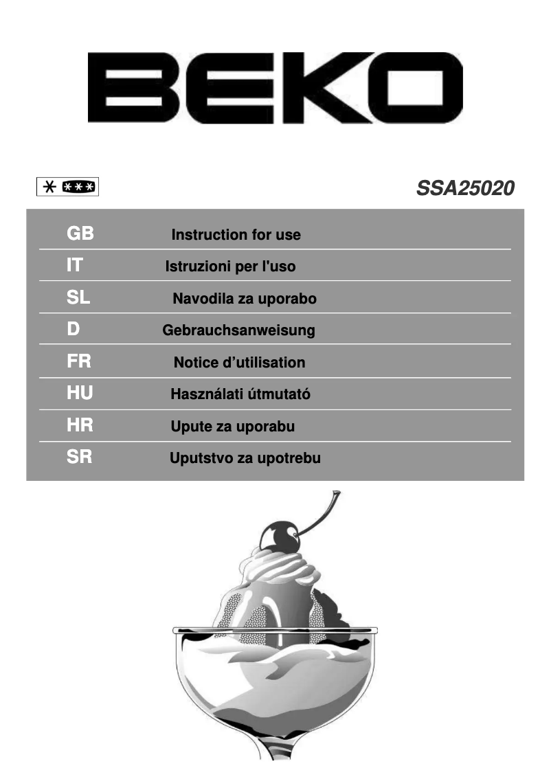 Page 1 of the manual User Manual Beko SSA25020