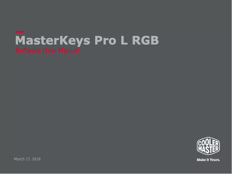 First page image of the manual for Storm Masterkey Pro S