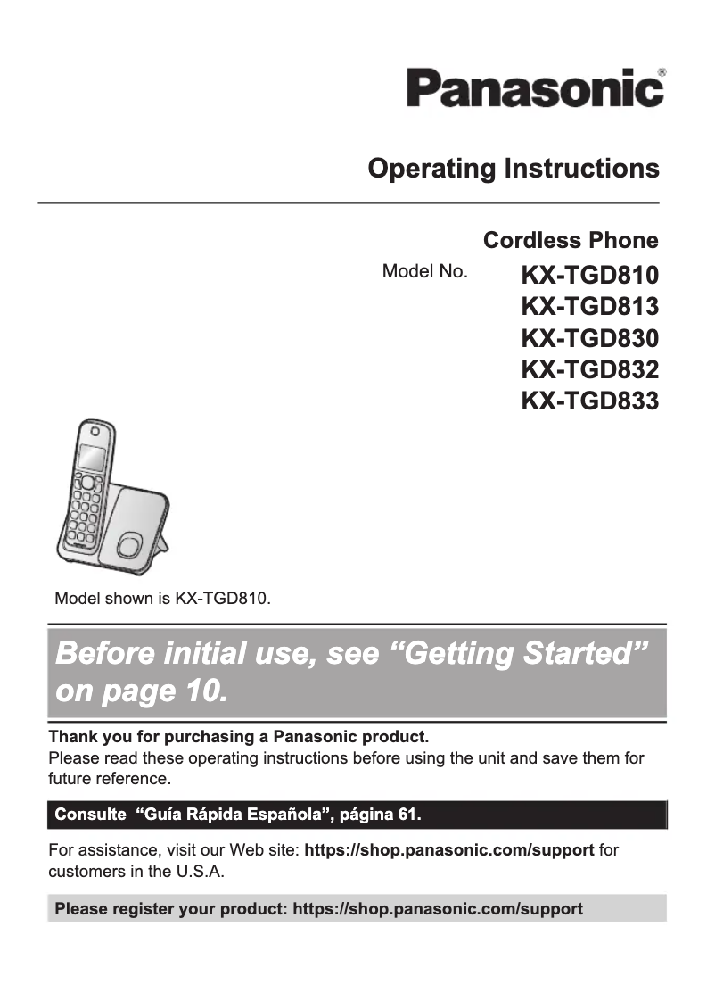 Page 1 of the manual User Manual Panasonic KX-TGD832