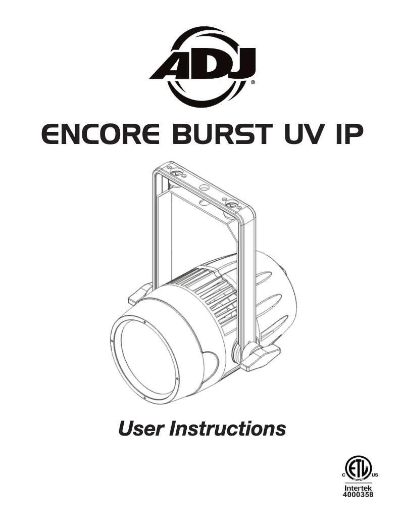 Page 1 of the manual User Manual American DJ Encore Burst UV IP