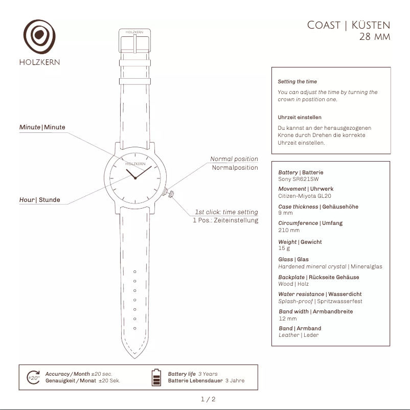 Page 1 of the manual User Manual Holzkern Corsara