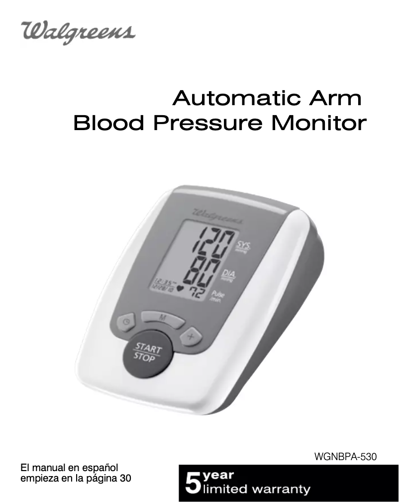 Page 1 of the manual User Manual Walgreens WGNBPA-530