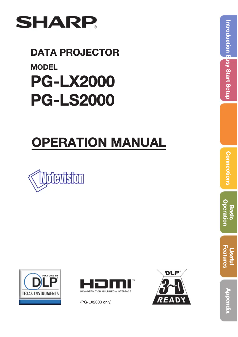 First page image of the manual for PG-LS2000