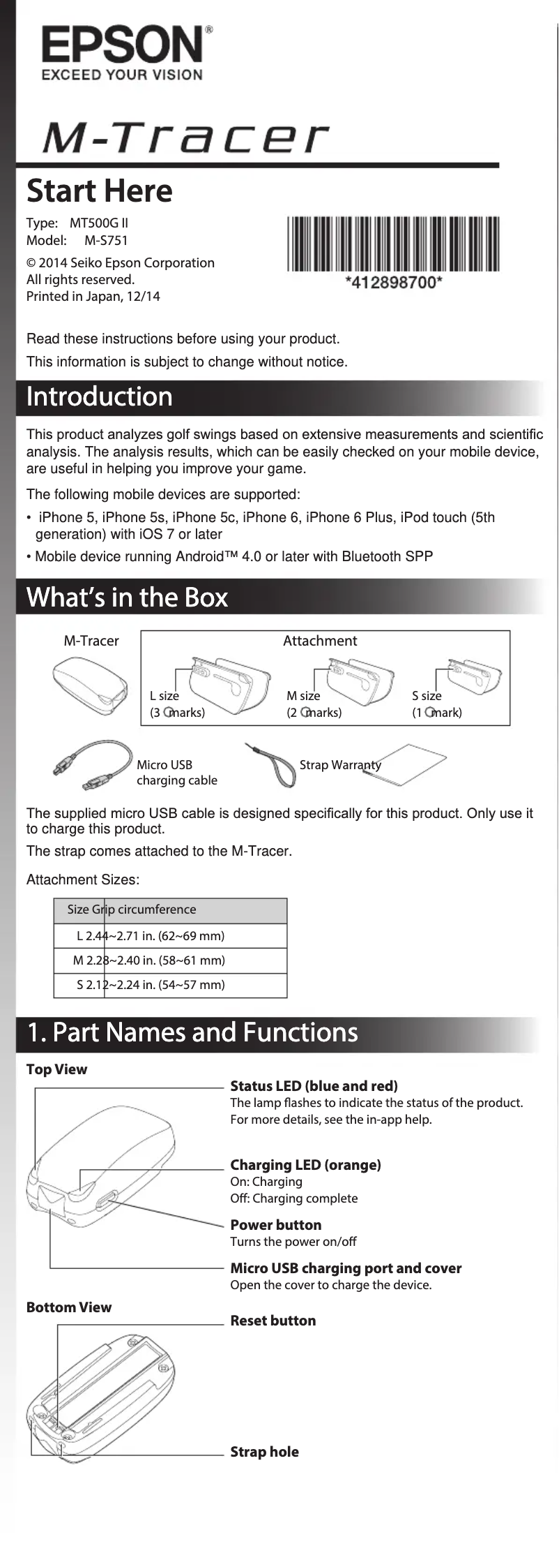 First page image of the manual for M-Tracer MT500G II