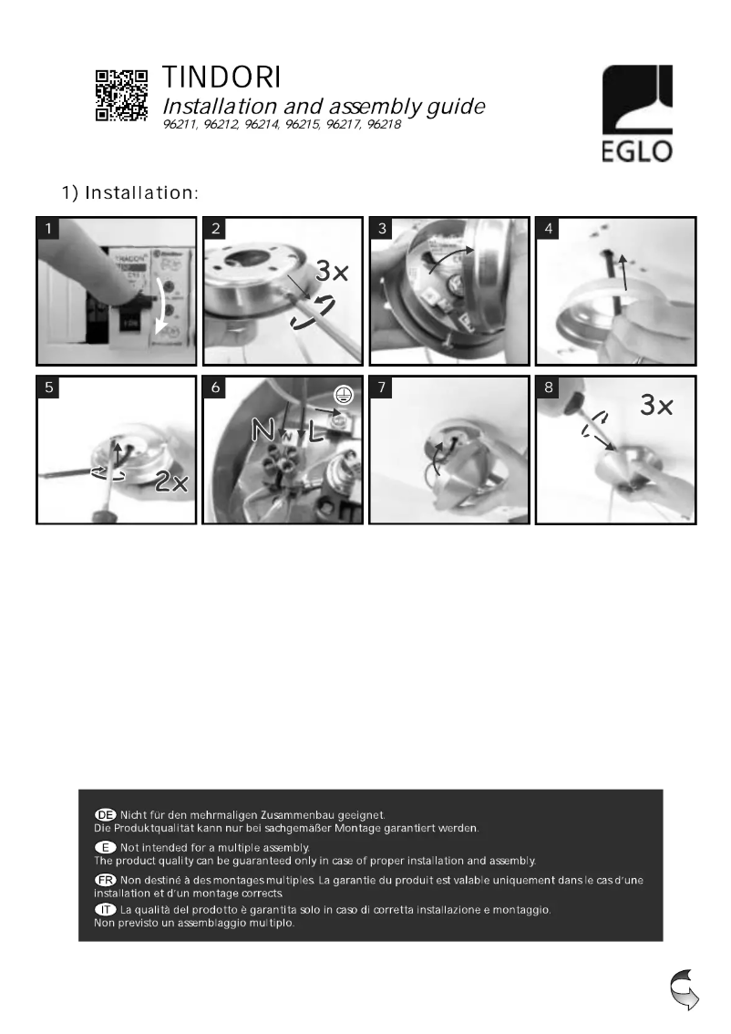 Page 1 of the manual User Manual Eglo Tindori