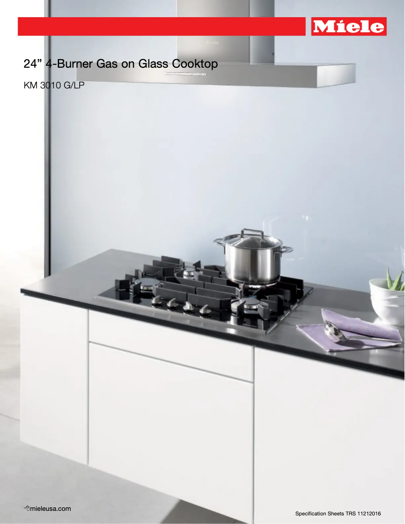 Page 1 of the manual Technical Sheet Miele KM 3010 G