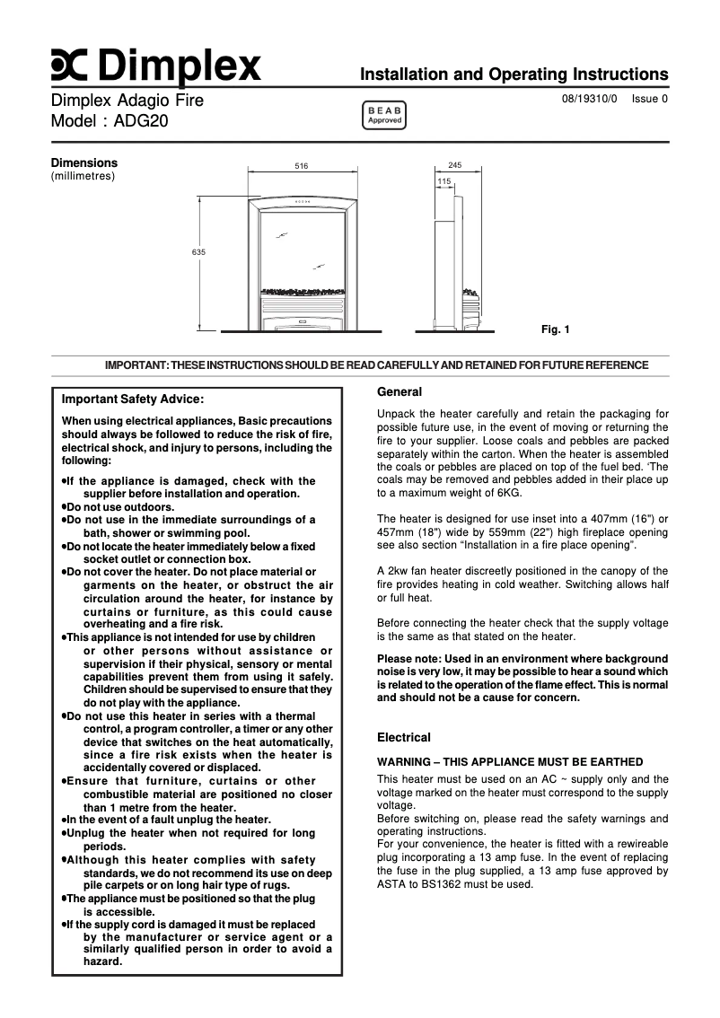 First page image of the manual for ADG20