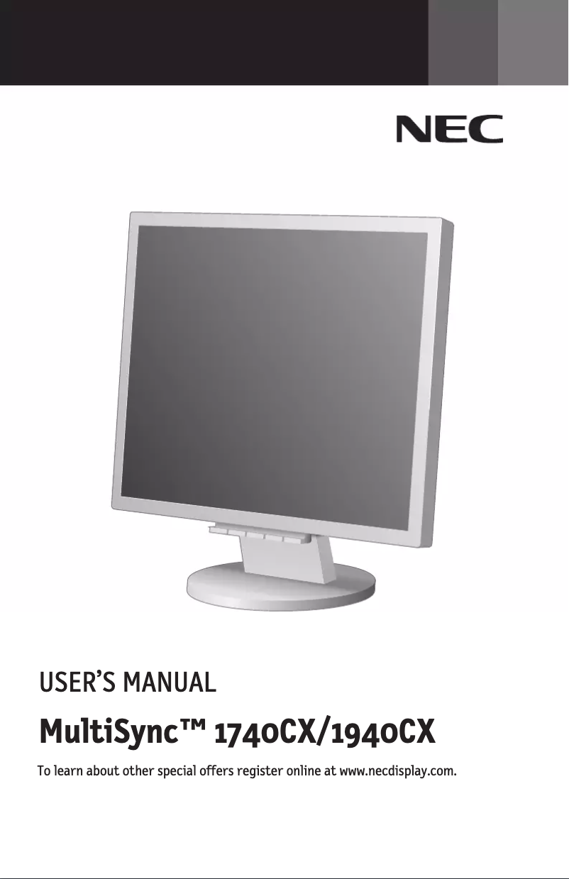 Page 1 of the manual User Manual NEC MultiSync 1740CX