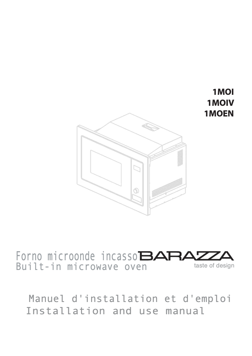 Page 1 of the manual User Manual Barazza 1MOIV