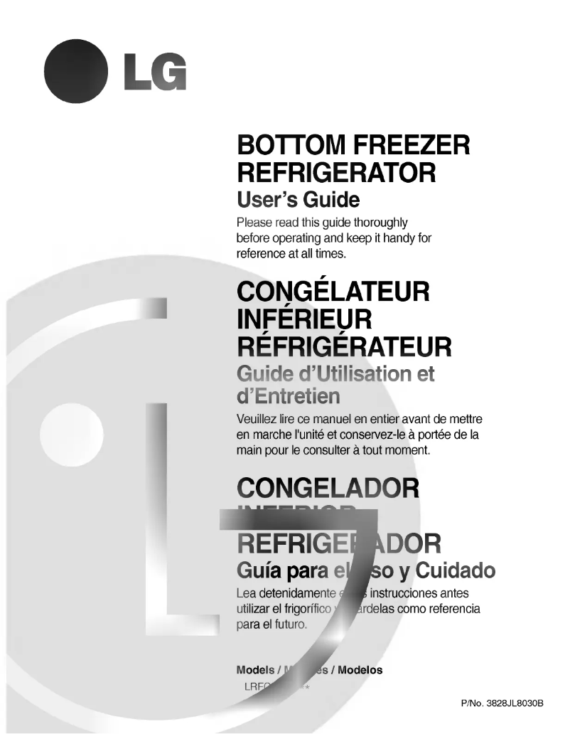 Page 1 of the manual User Manual LG GR-B258JBAA