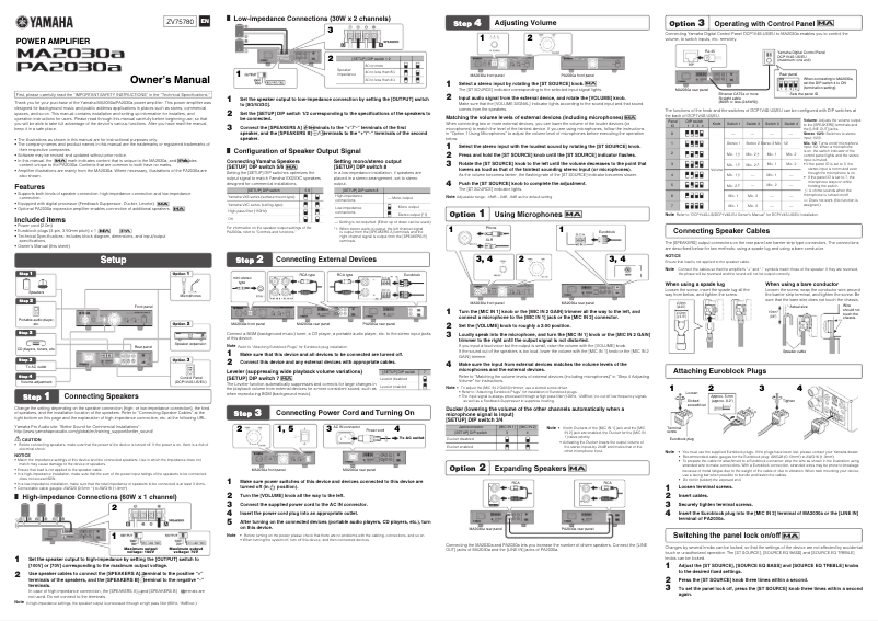 Page 1 of the manual User Manual Yamaha MA2030a