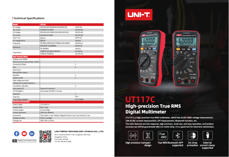 First page image of the manual for UT117C