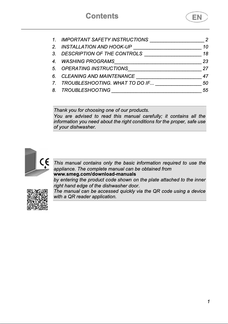 Page 1 of the manual Installation Guide Smeg LSPU8643WH