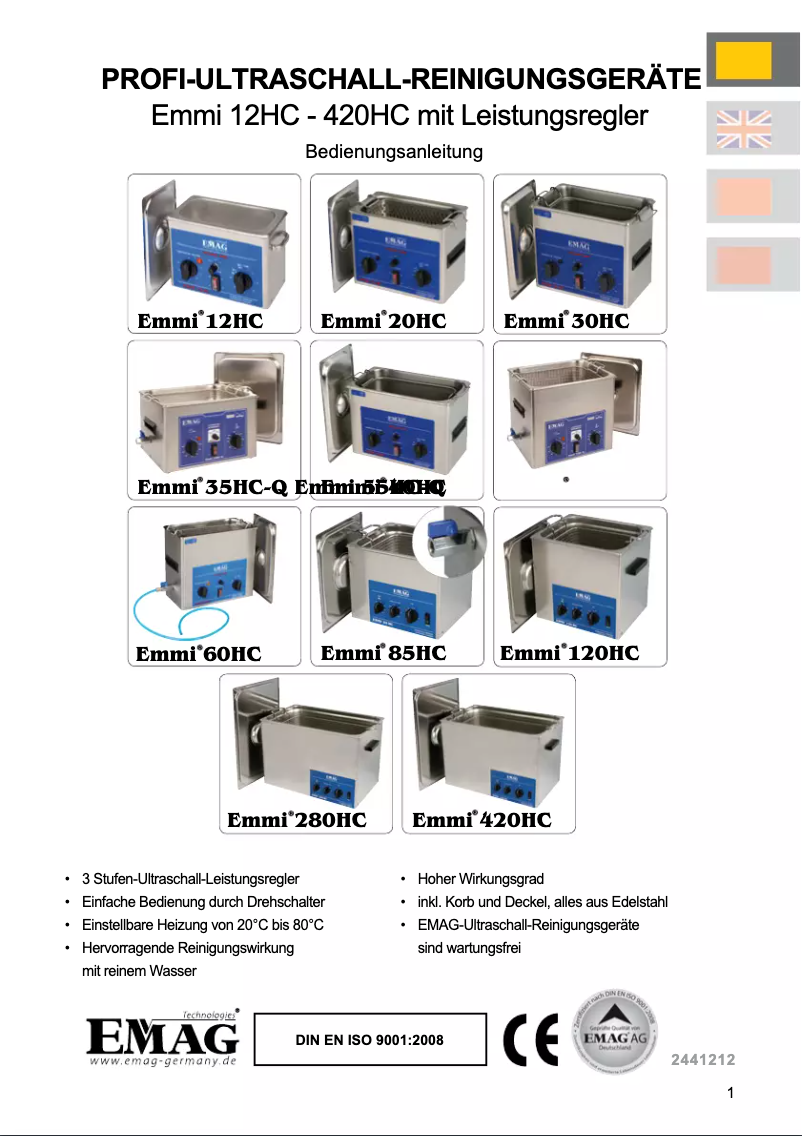 Image de la première page du manuel de l'appareil Emmi 40HC