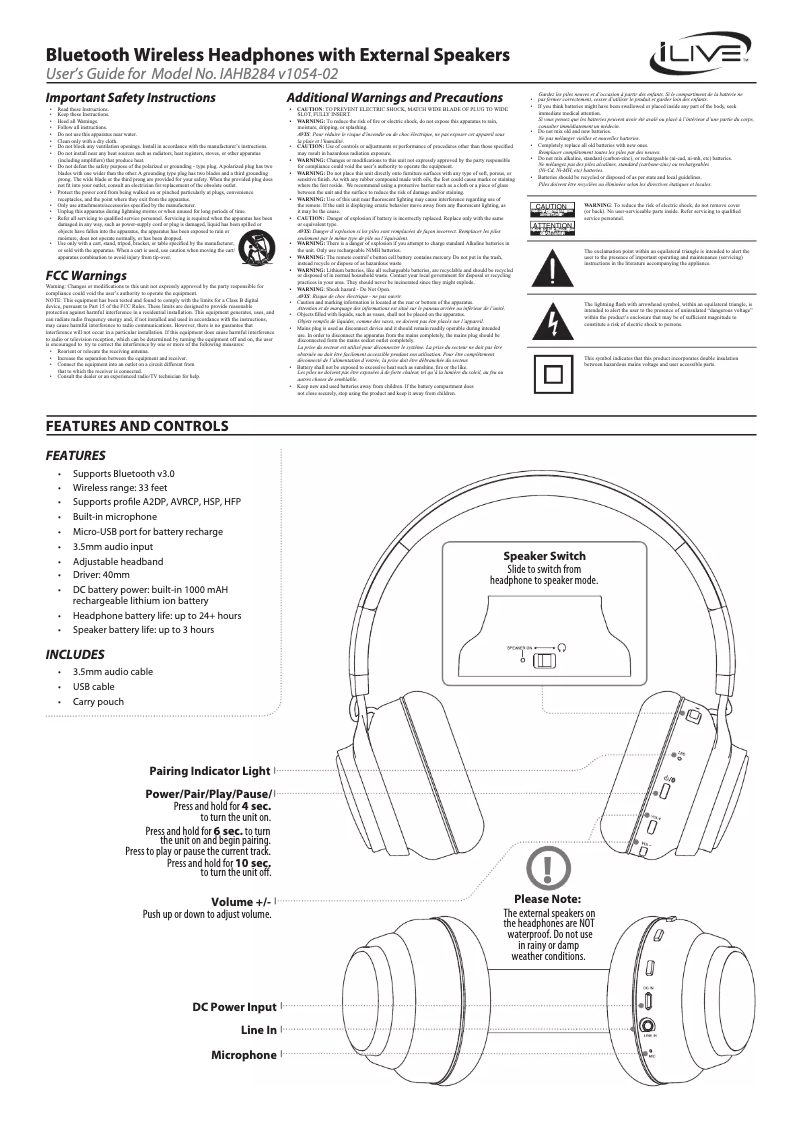 First page image of the manual for IAHB284B