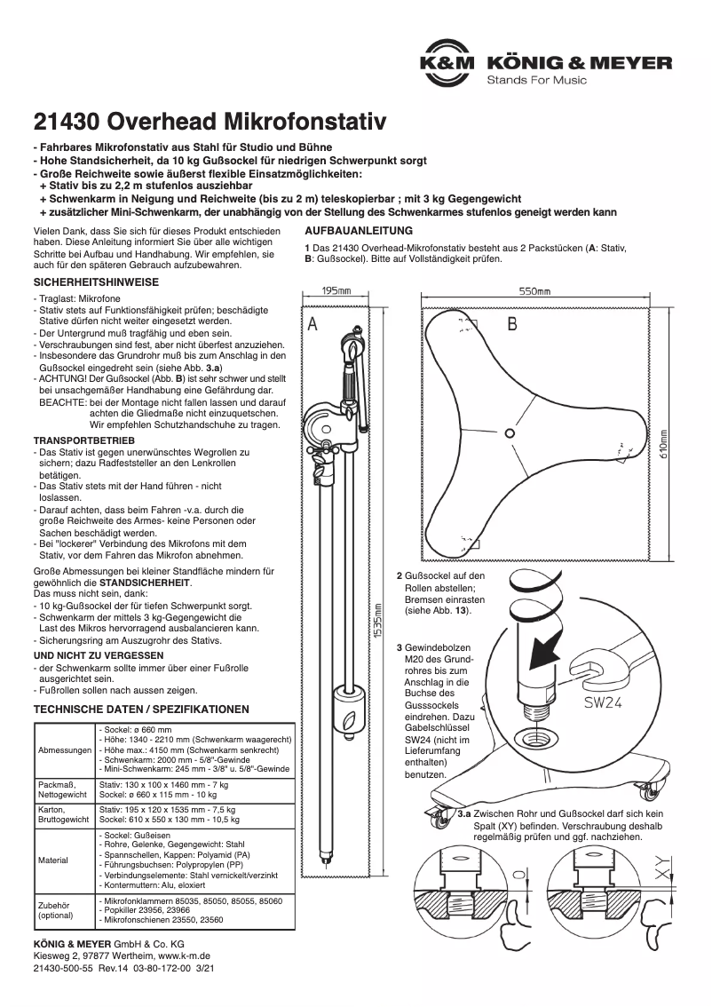 Page 1 of the manual User Manual Konig & Meyer 21430