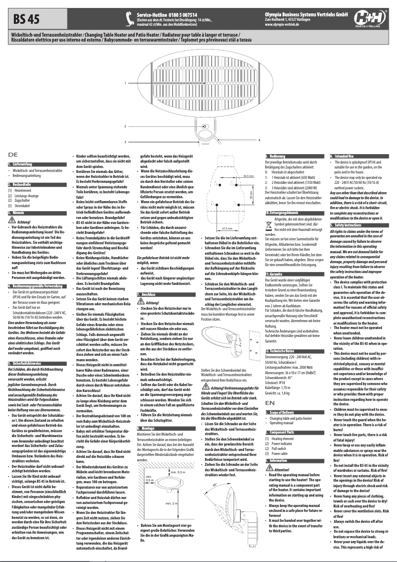 Page 1 of the manual User Manual Hartig & Helling BS 45