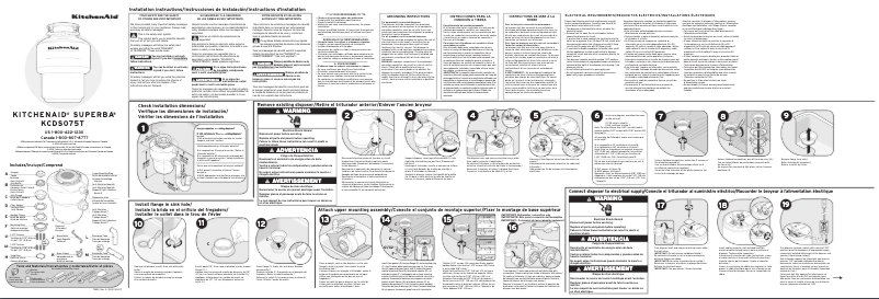 Page 1 of the manual Installation Guide KitchenAid KCDS075T