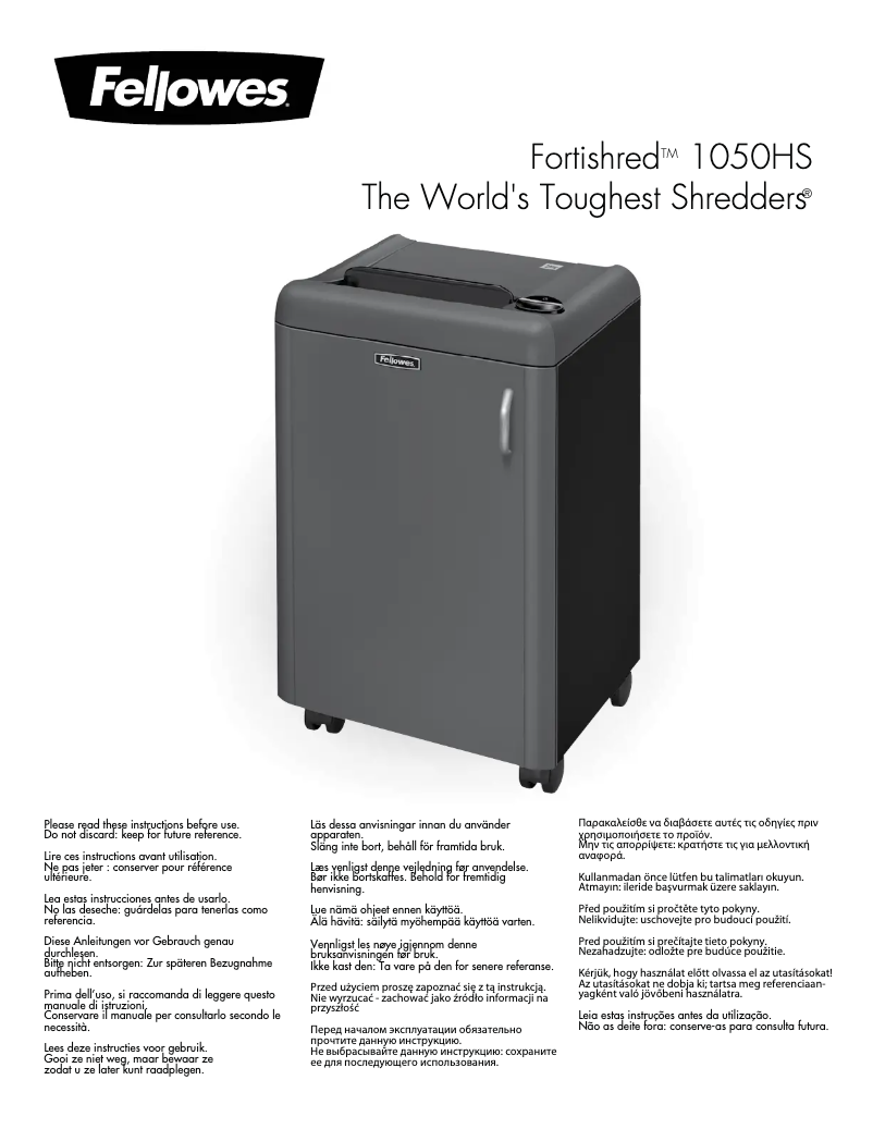 First page image of the manual for Fortishred 1050HS