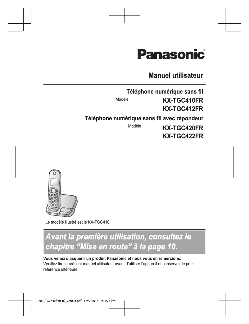 Page 1 of the manual User Manual Panasonic KX-TGC420FR