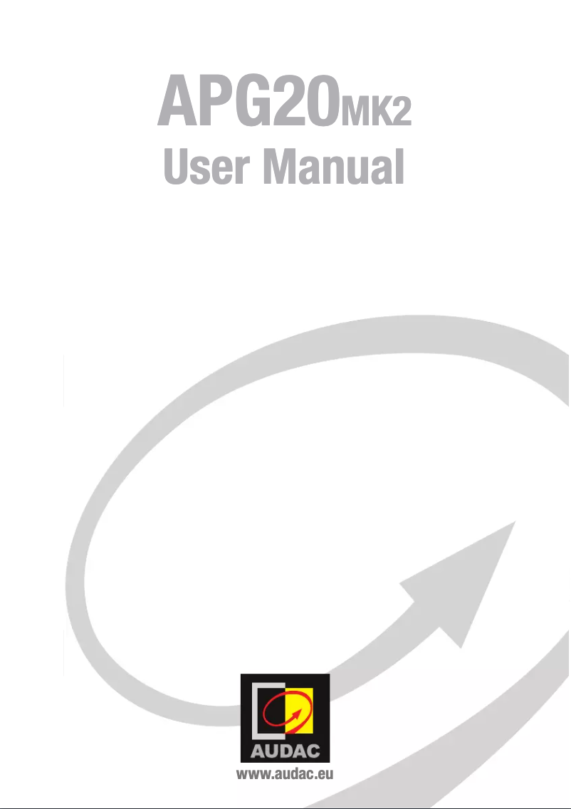 Page 1 of the manual User Manual Audac APG20MK2