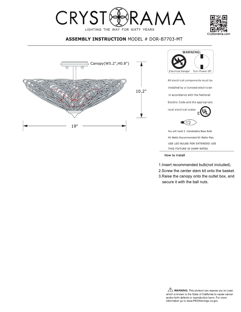 First page image of the manual for Doral DOR-B7703-MT