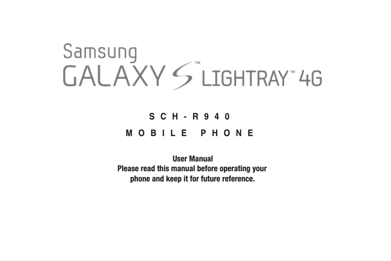 Page 1 of the manual User Manual Samsung Galaxy S Lightray