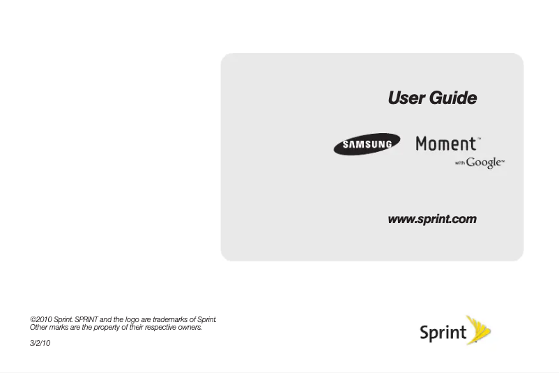 Page 1 of the manual User Manual Samsung Moment