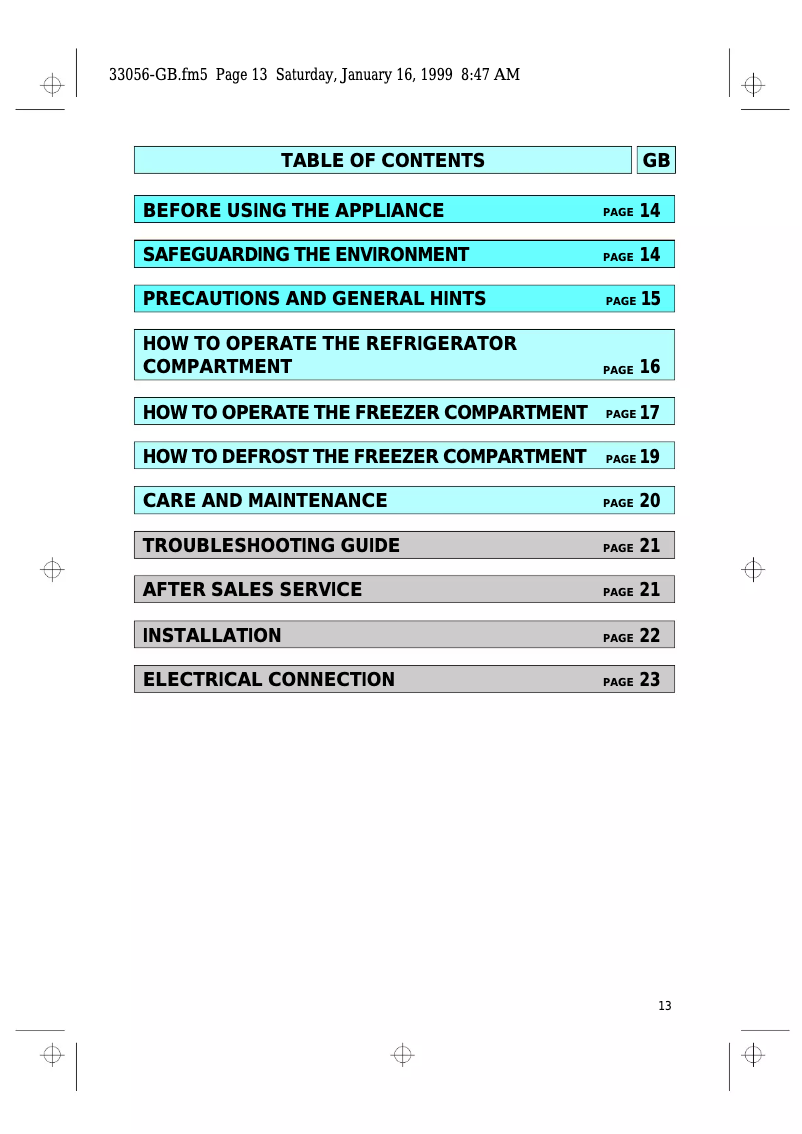 Page 1 of the manual User Manual Ignis ARL 414 h
