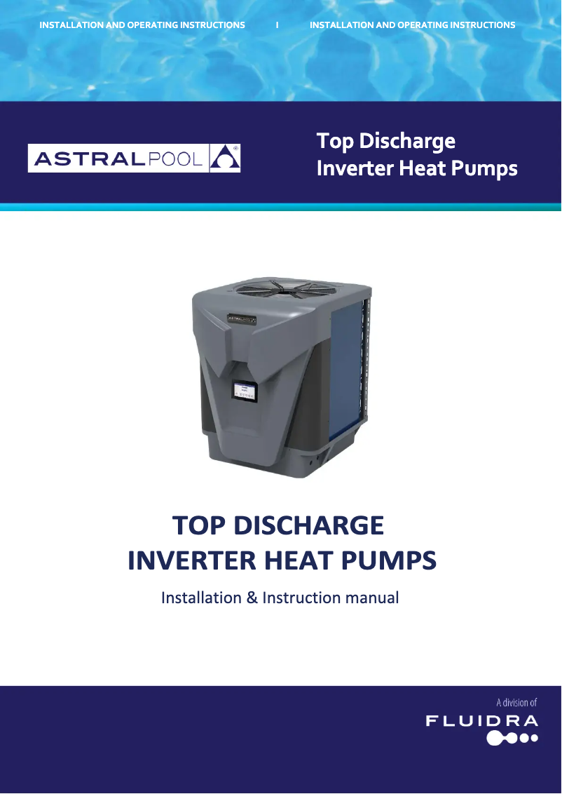 Page 1 of the manual User Manual AstralPool iHPt127