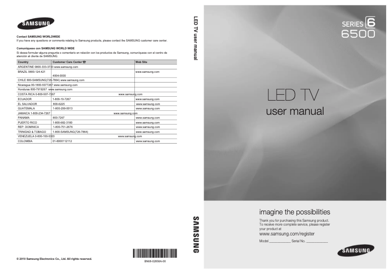 Page 1 of the manual User Manual Samsung UN55C6500VR