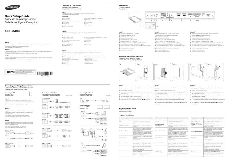 Page 1 of the manual Installation Guide Samsung SBB-SS08E