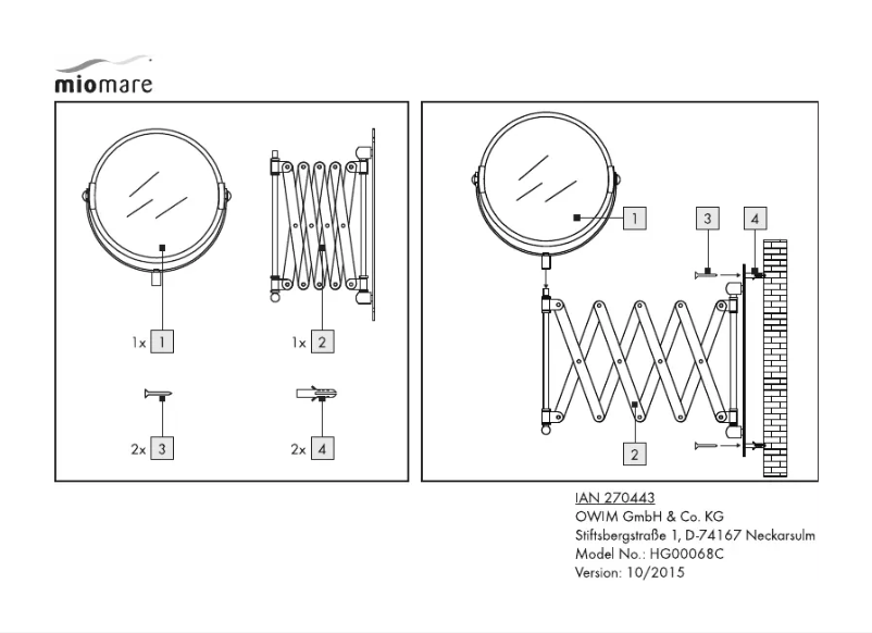 Page 1 of the manual User Manual Miomare IAN 270443