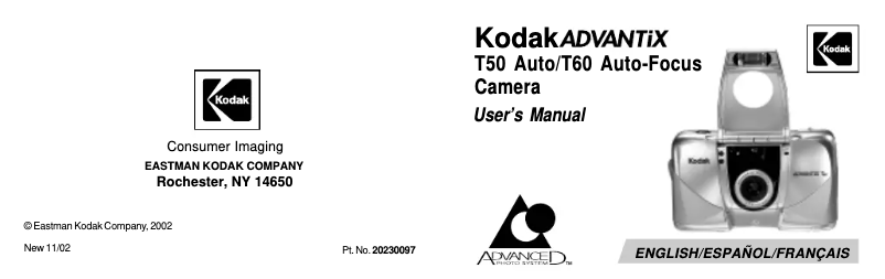 Page 1 of the manual User Manual Kodak Advantix T50